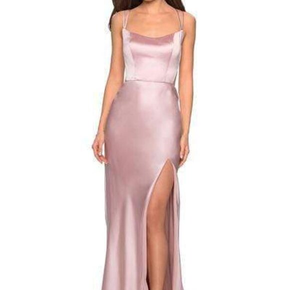 NWT La Femme 27010 Satin Prom Dress Pink Size 6 - Picture 1 of 12